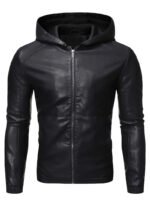 Biker Leather Jacket Fur Coat Hooded
