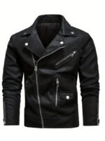 COOFANDY Men Leather Motorcycle Zipper Biker Jacket