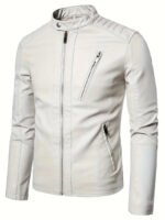 White Racer Style Leather Jacket