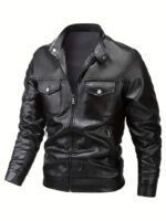 Epaulet Faux Leather Zip Up Jacket