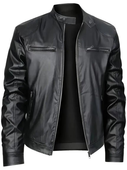 Men Faux Leather Jacket Biker Jacket