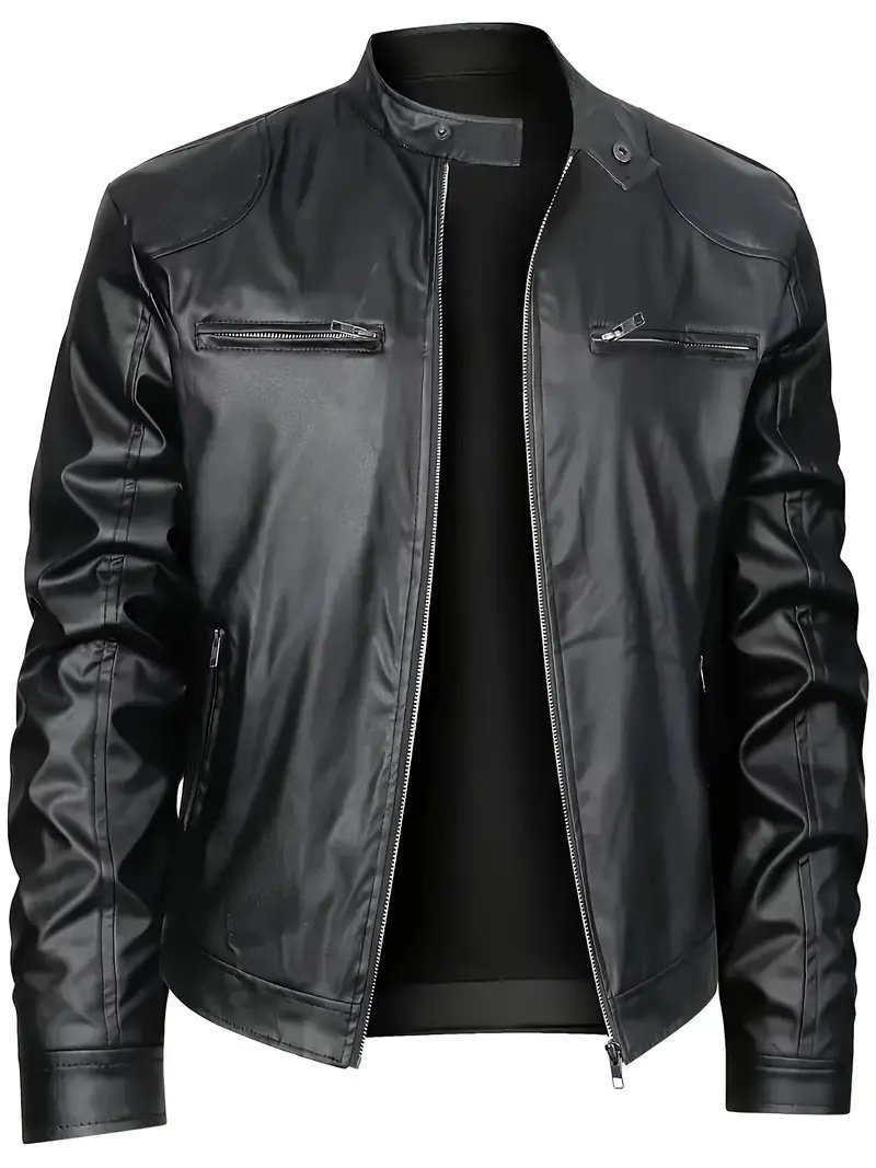 Men Faux Leather Jacket Biker Jacket Men Faux Leather Jacket Biker Jacket