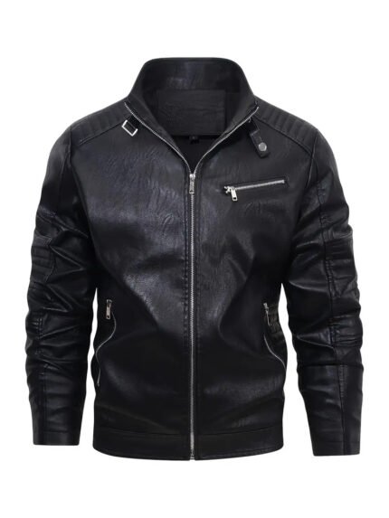 Inner Fleece Faux Leather Motorcycle Jacket