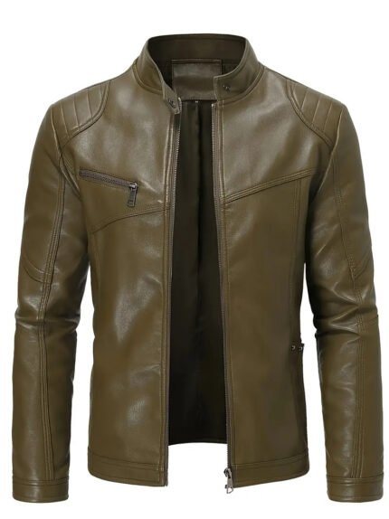 AOWOFS Motorcycle Faux Leather Jacket