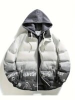 LUXENFY Printed Snow Mountain Hooded Puffer Jacket