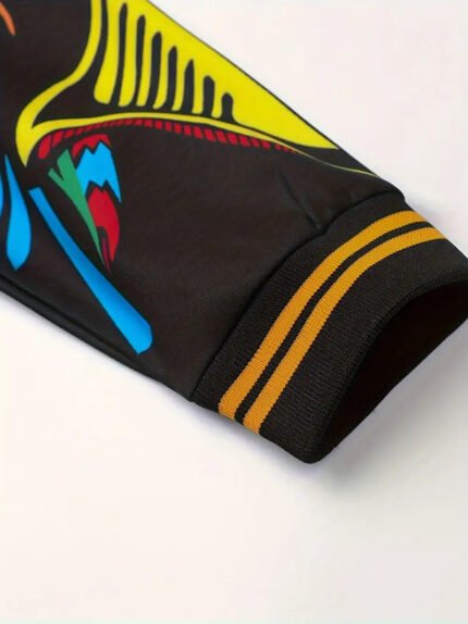 Patchwork Flocked Letter Varsity Jacket