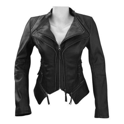 Women's Fashion Studded Faux Leather Biker Jacket