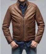 Chestnut Aviator Leather Jacket