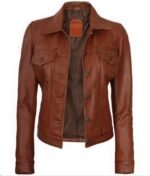 Cognac Lambskin Leather Jacket