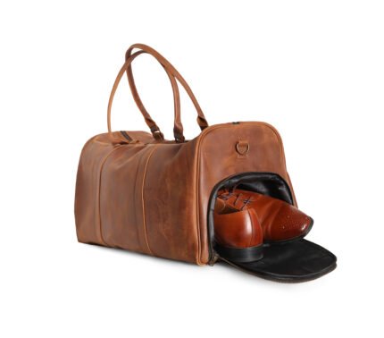Woosir Leather Weekender Travel Bag with Shoe Compartment