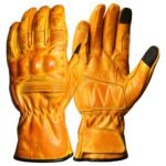 Cobra Yellow Leather Motorcycle Gloves