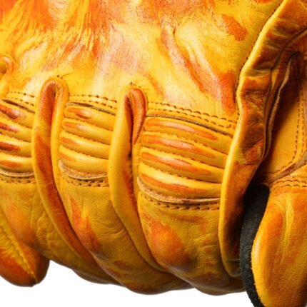 Cobra Yellow Leather Motorcycle Gloves