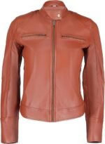 Women Soft Cafe Racer leather moto jacket