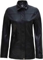 Women Long Stylish Lambskin Leather Coat