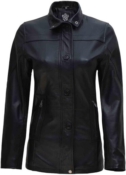 Women Long Stylish Lambskin Leather Coat