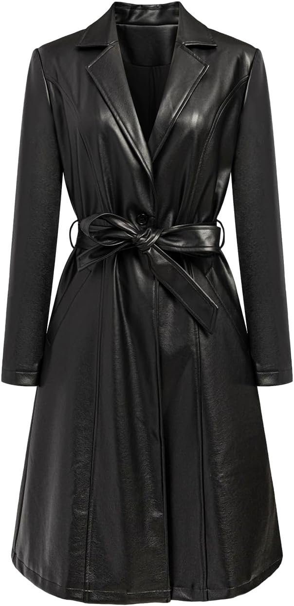 Women’s Black Belted Lambskin Leather Trench Coat Women’s Black Belted Lambskin Leather Trench Coat