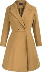 Women Double Breasted Pea Coats Long Trench Coat