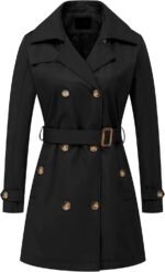 Women’s Classic Black Double-Breasted Trench Coat