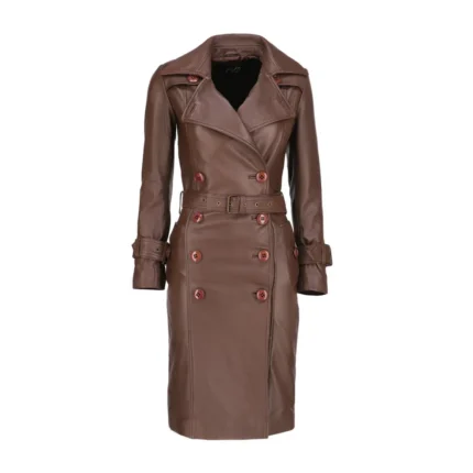 Mocha Royale Leather Trench Coat