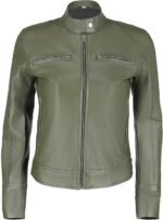 Women’s Soft Cafe Racer Leather Moto Jacket