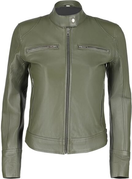 Women’s Soft Cafe Racer Leather Moto Jacket