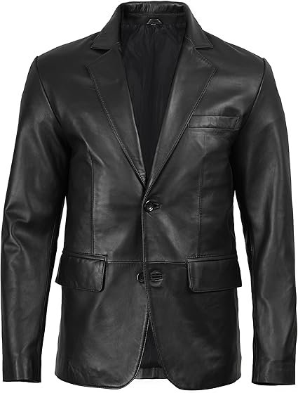 Men's Real Lambskin Leather Blazer Jacket
