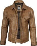 Men’s Real Lambskin Vintage Trucker Leather Jacket