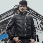 Black Sheepskin Motorcycle Leather Shearling Jacket