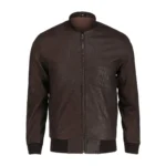 Men’s Classic Brown Leather Bomber Jacket