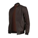 Men’s Classic Brown Leather Bomber Jacket