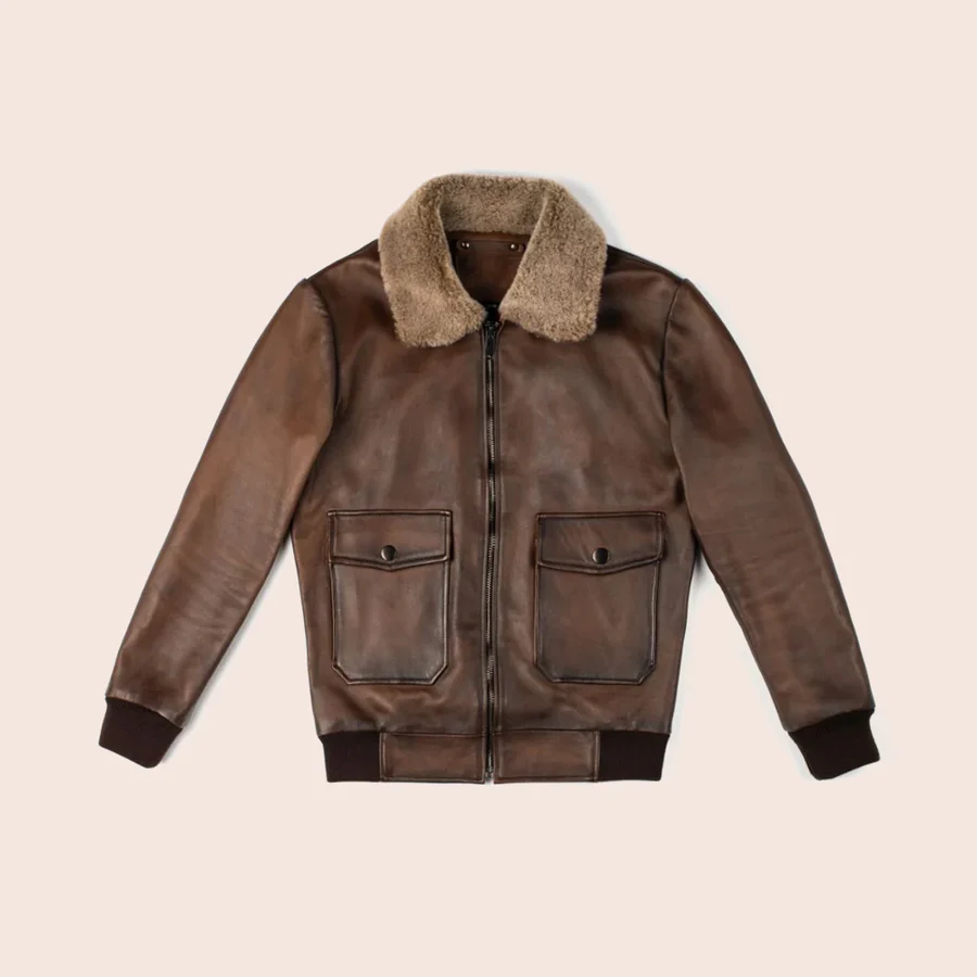 Men G-1 Flight Chocolate Brown Genuine Leather Bomber Jacket Men G-1 Flight Chocolate Brown Genuine Leather Bomber Jacket