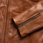 Mens Light Brown Cafe Racer Leather Motorbike Jacket