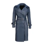 Midnight Sapphire Leather Trench Coat