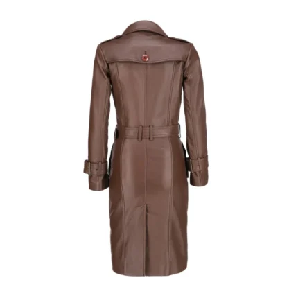 Mocha Royale Leather Trench Coat