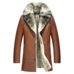 Men Liner Lambskin Coat 100% Genuine Leather Sheepskin Jacket Long Outerwear